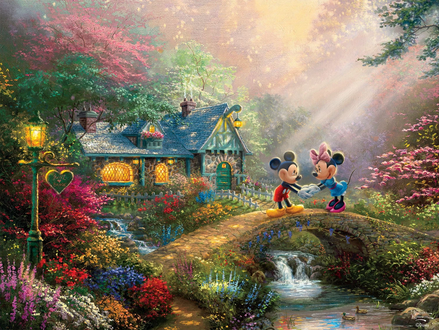 Cheap ๐ Ceaco 750 Pieces Thomas Kinkade Disney - Mickey & Minnie Sweetheart Bridge ๐ 1 Cheap ๐ Ceaco 750 Pieces Thomas Kinkade Disney - Mickey & Minnie Sweetheart Bridge ๐