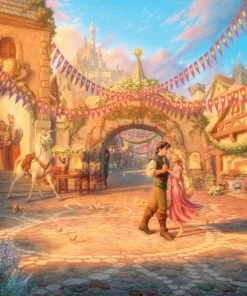 Flash Sale 🥰 Ceaco 750 Pieces Thomas Kinkade Disney - Rapunzel Dancing In The Sunlit Courtyard ⌛