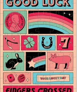 Cheap 💯 Galison 60 Pieces Good Luck Greeting Card Puzzle ⌛